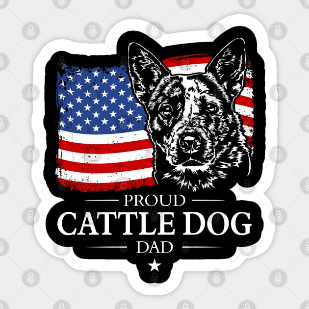 Australian Cattle Dog Dad American Flag Sticker by wilsigns